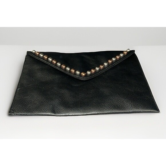 B-Low The Belt Gold Rose Tone Studded Small Clutch Low Bag Handbag Black - Picture 2 of 7